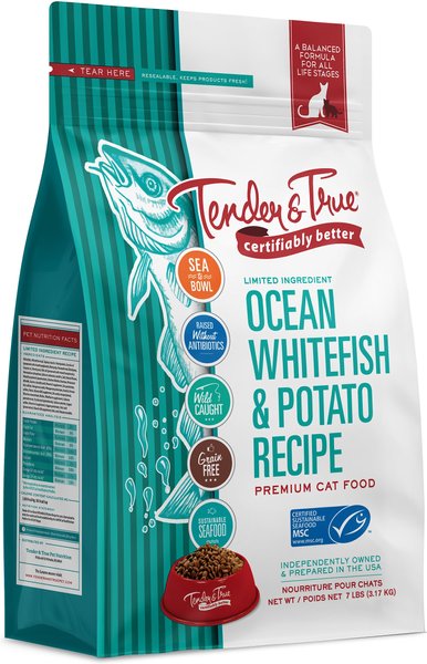 Tender & True Limited Ingredient Ocean Whitefish & Potato Recipe Grain-Free Dry Cat Food, 7-lb bag slide 1 of 3
