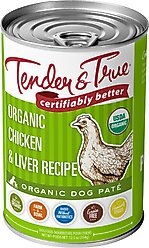Tender & True Organic Chicken & Liver Recipe Grain-Free Canned Dog Food, 12.5-oz, case of 12