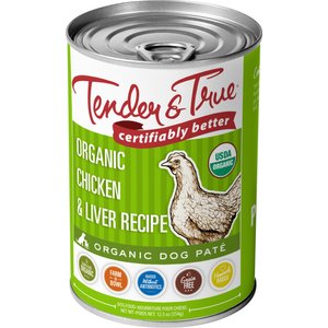 Tender & True Organic Chicken & Liver Recipe Grain-Free Canned Dog Food, 12.5-oz, case of 12