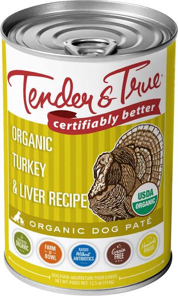 Tender & True Organic Turkey & Liver Recipe Grain-Free Canned Dog Food, 12.5-oz, case of 12 slide 1 of 4