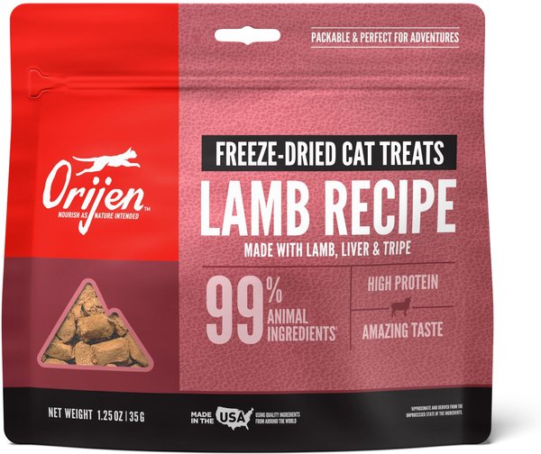 ORIJEN Grass-Fed Lamb Formula Grain-Free Freeze-Dried Cat Treats, 1.25-oz bag slide 1 of 4