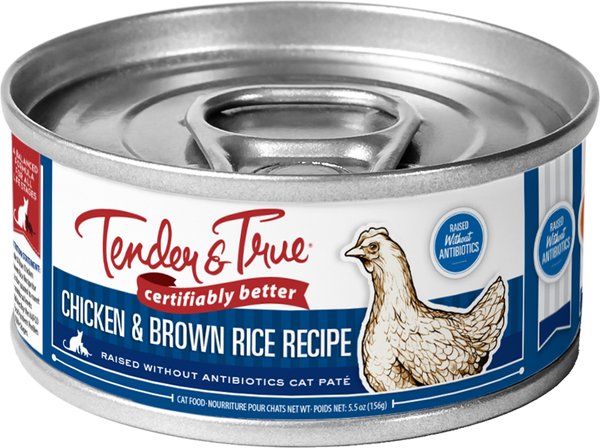 Tender & True Chicken & Brown Rice Recipe Canned Cat Food, 5.5-oz, Case 