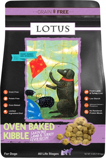 Lotus Oven-Baked Grain-Free Lamb & Turkey Liver Recipe Dry Dog Food, 4-lb bag slide 1 of 2