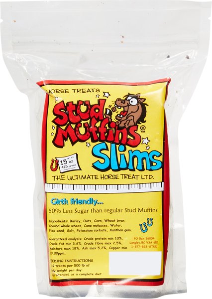 STUD MUFFINS Slims 50% Less Sugar Molasses Horse Treats, 15-oz bag ...