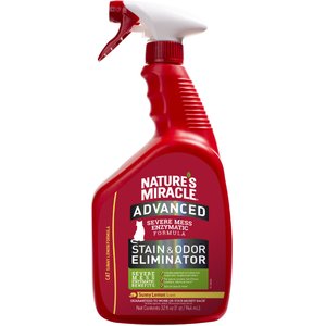 Nature's Miracle Advanced Cat Enzymatic Stain Remover & Odor Eliminator Spray, Sunny Lemon, 32-oz bottle