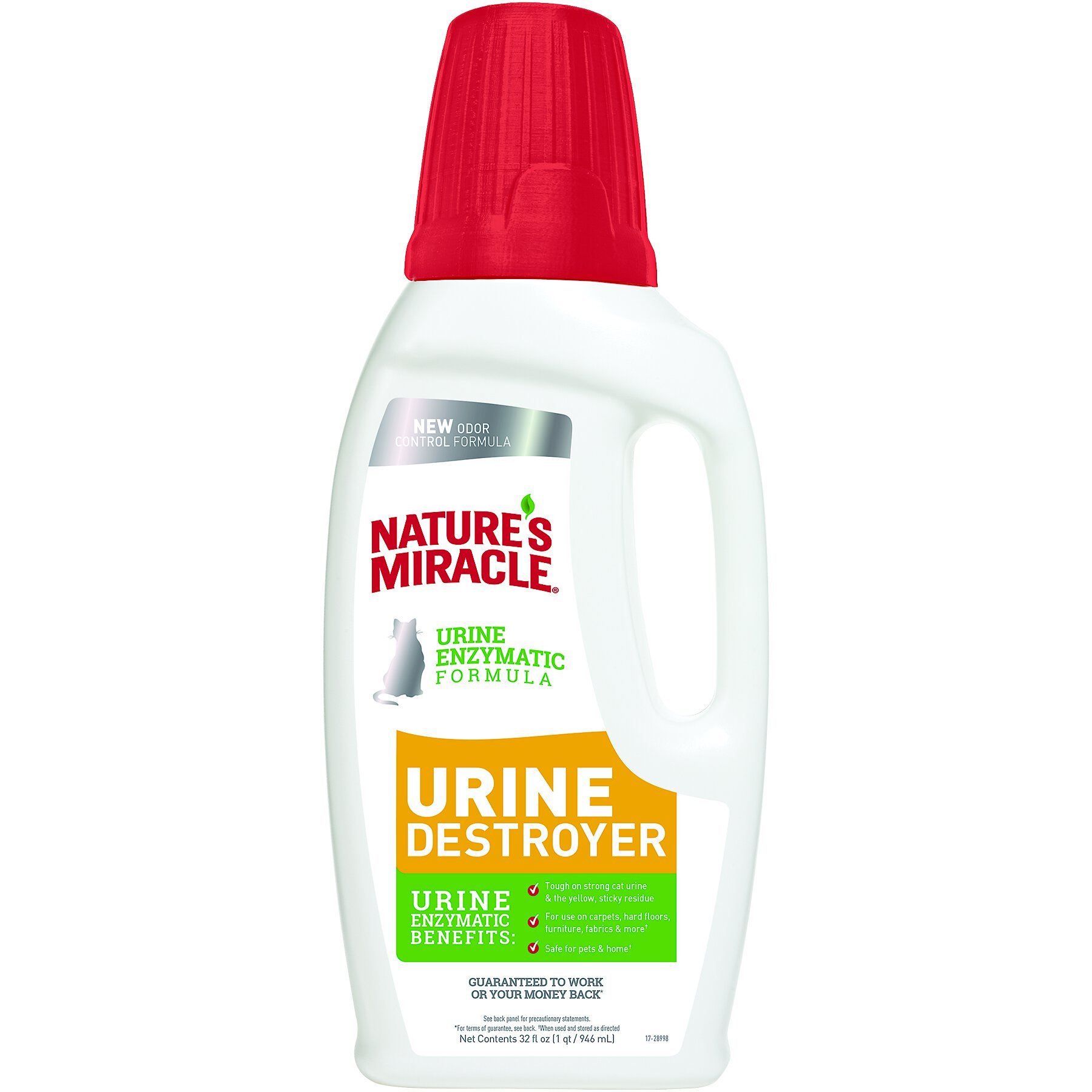 NATURE'S MIRACLE Cat Urine Destroyer Plus Enzymatic Formula Stain Remover Spray, 32oz bottle