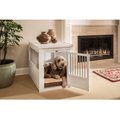 New Age Pet ecoFLEX Single Door Furniture Style Dog Crate & End Table, Antique White, 35 inch