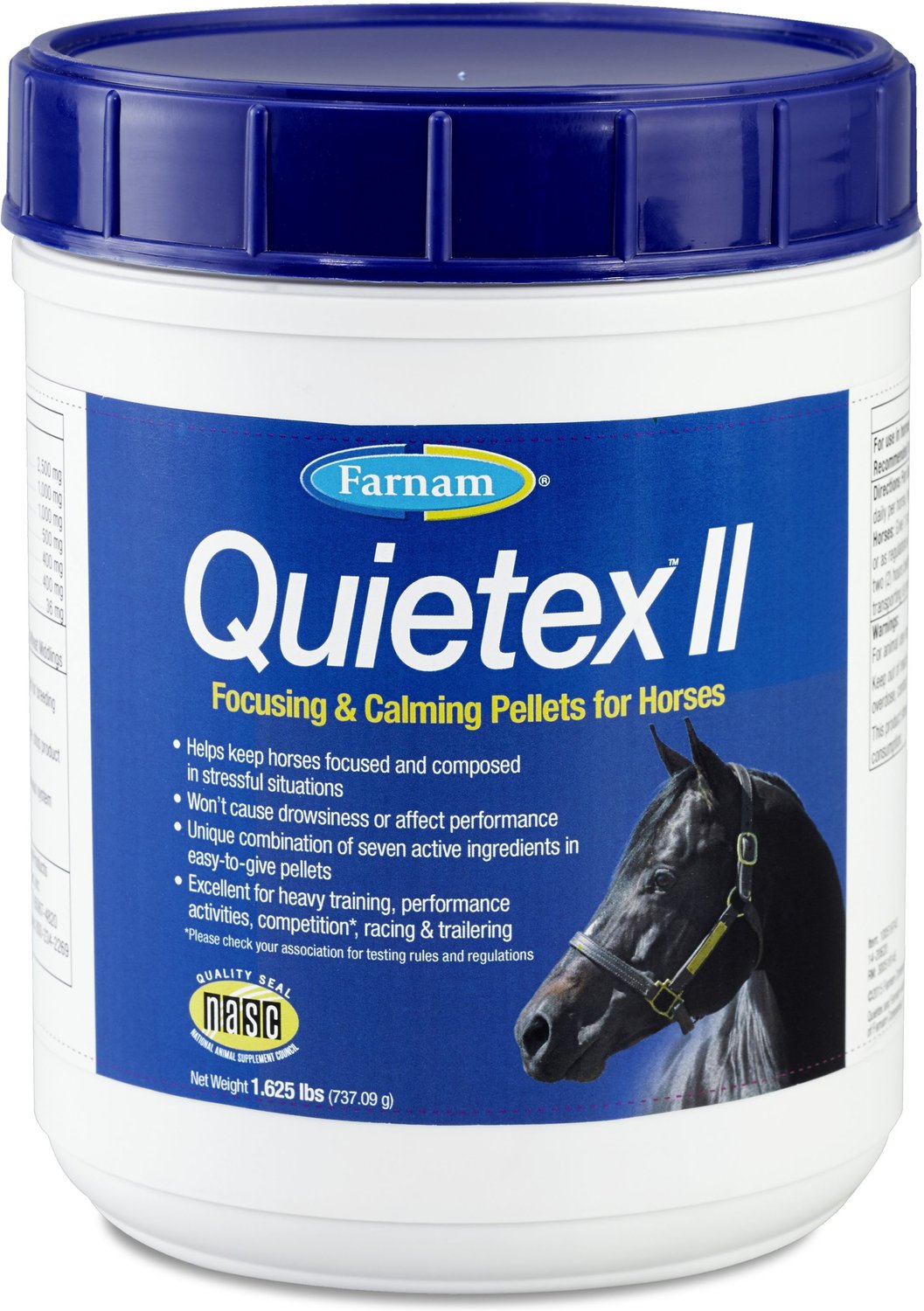 Farnam Quietex Focusing & Calming Hay Flavor Pellets Horse Supplement, 1.62-lb tub