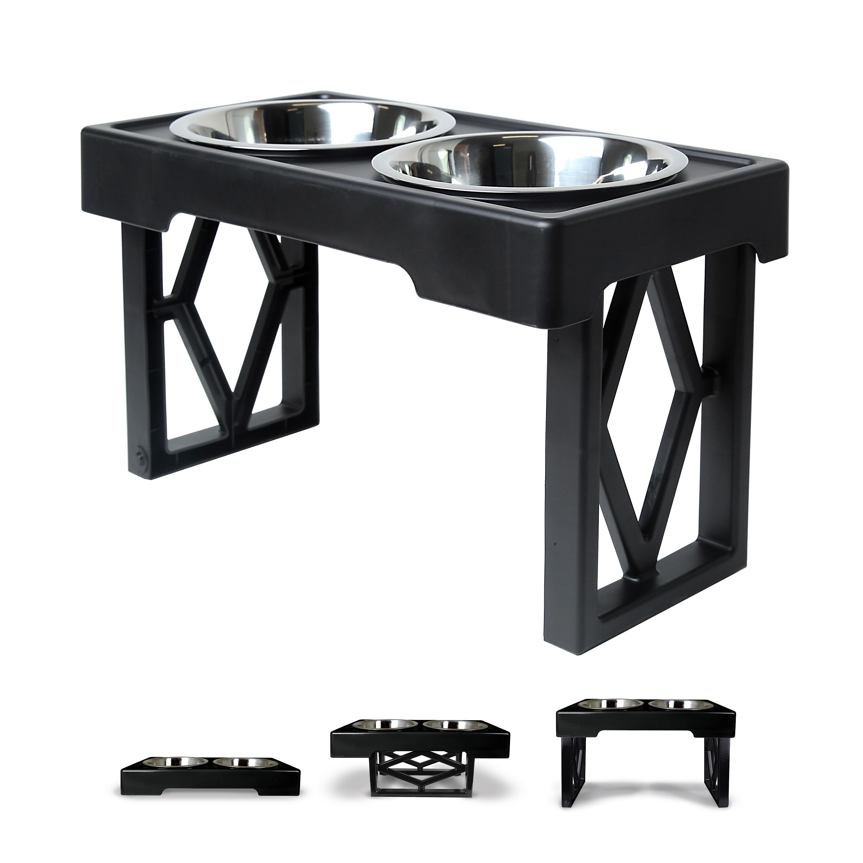 PET ZONE Designer Diner Adjustable Elevated Dog & Cat Bowls, 7cup