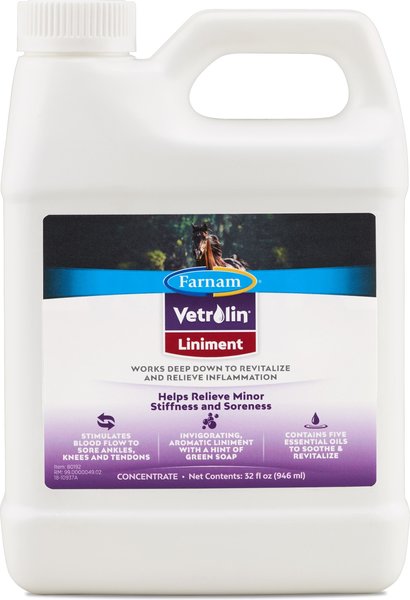 Farnam Vetrolin Sore Muscle & Joint Pain Relief Horse Liniment Concentrate, 1-qt bottle slide 1 of 7