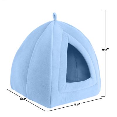 Show full view: Petmaker Cozy Kitty Tent Igloo Plush Cat Bed, Blue slide 6 of 9