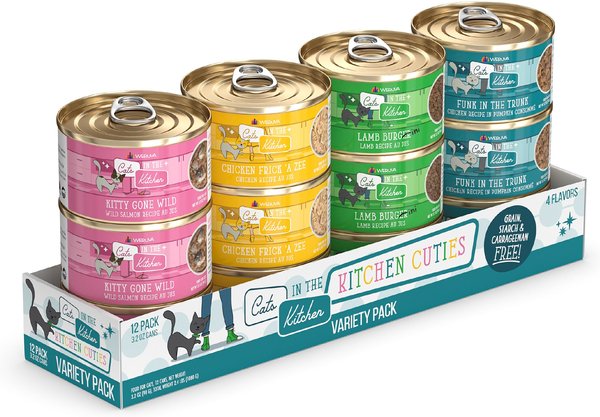 Weruva Cats in the Kitchen Cuties Variety Pack Grain-Free Canned Cat Food, 3.2-oz, case of 12 slide 1 of 7