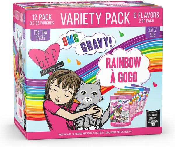 BFF Rainbow A Gogo Variety Pack Wet Cat Food Pouches, 3-oz, case of 12 slide 1 of 10