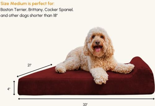 Show full view: Big Barker Jr. Pillow Top with Headrest Orthopedic Dog Bed, Burgundy, Medium slide 3 of 10