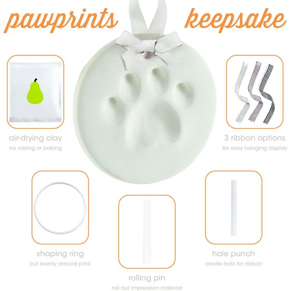 Pearhead Pet Pawprint Hanging DIY Keepsake Christmas Ornament, Dog or Cat  Clay Pawprint Art, Pet Owner Holiday, White