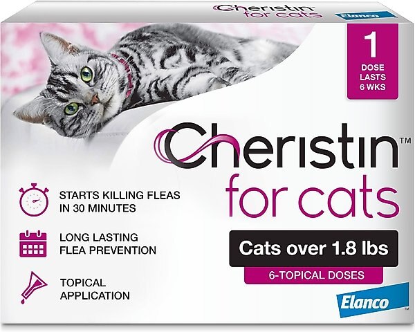 Cheristin Flea Spot Treatment for Cats, over 1.8 lbs, 6 Doses (6-mos. supply) slide 1 of 6