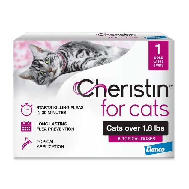 CHERISTIN Flea Spot Treatment for Cats, over 1.8 lbs, 6 Doses (6mos