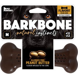 Pet Qwerks Barkbone Peanut Butter Flavor Tough Dog Chew Toy, Medium