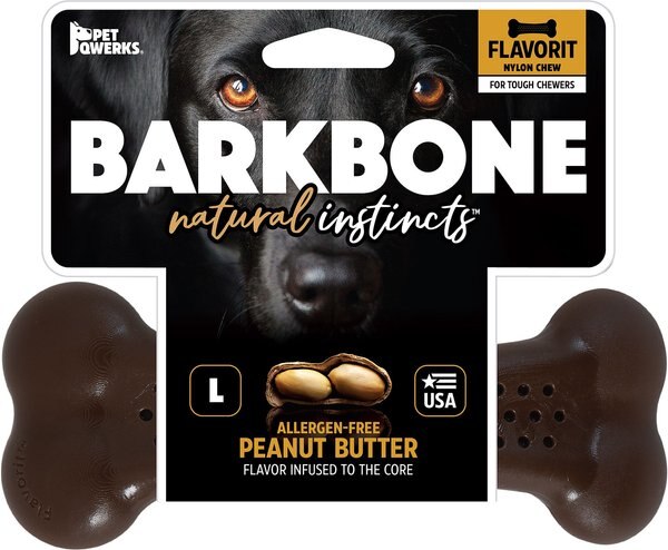 Pet Qwerks Barkbone Peanut Butter Flavor Tough Dog Chew Toy, Large slide 1 of 8