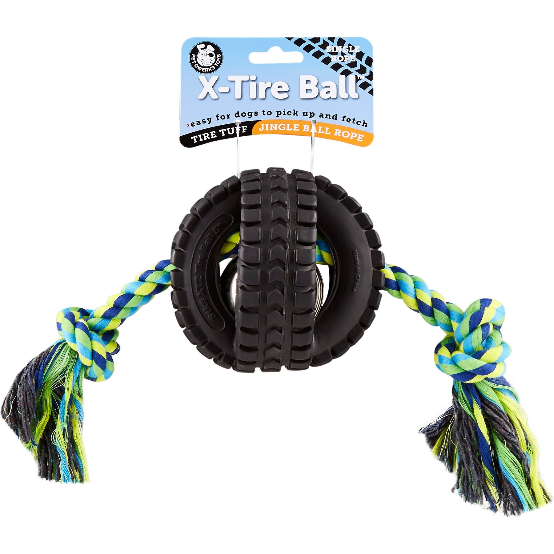 PET QWERKS Jingle X Tire with Single Rope Dog Toy, Large - Chewy.com