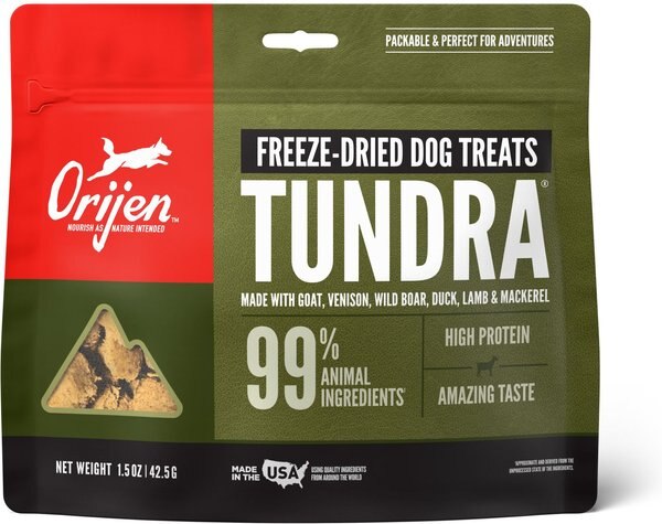 ORIJEN Tundra Grain-Free Freeze-Dried Dog Treats, 1.5-oz bag slide 1 of 4