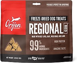ORIJEN Regional Red Grain-Free Freeze-Dried Dog Treats, 3.25-oz bag