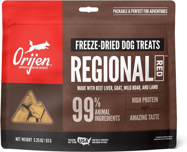 ORIJEN Regional Red Grain-Free Freeze-Dried Dog Treats, 3.25-oz bag slide 1 of 4