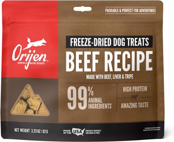ORIJEN Ranch-Raised Beef Formula Grain-Free Freeze-Dried Dog Treats, 3.25-oz bag slide 1 of 4