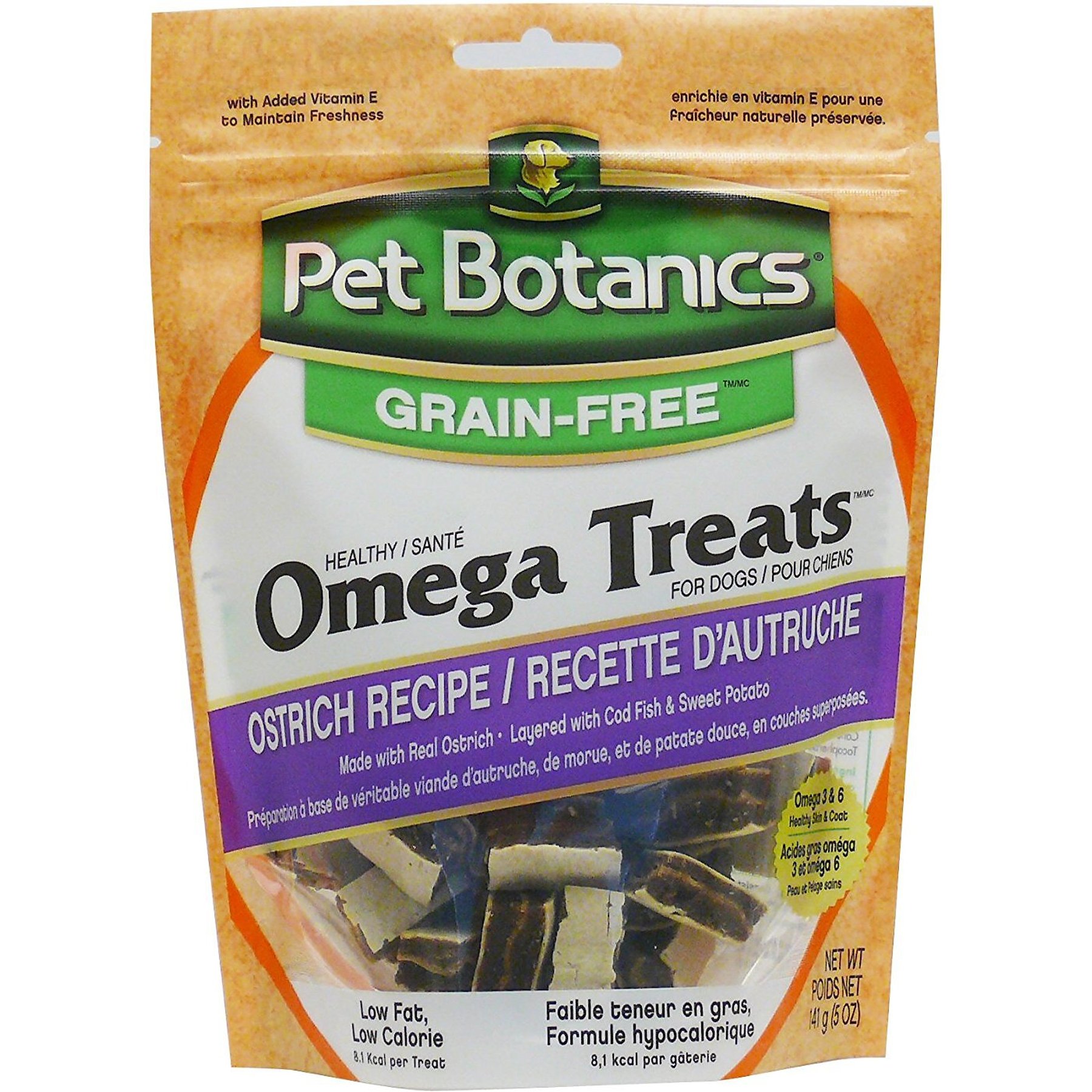 PET BOTANICS Healthy Omega Treats 5 Layer Ostrich Flavor Grain