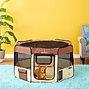 Zampa Pet Folding Soft-sided Dog & Cat Playpen, Brown, Medium
