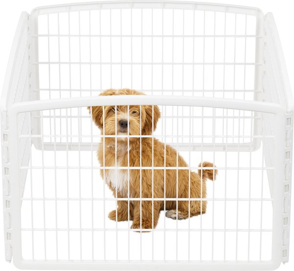 IRIS 4-Panel Plastic Exercise Dog Playpen, White, 24-in slide 1 of 9