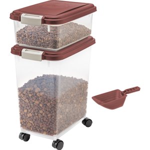 IRIS Airtight Food Storage Container & Scoop Combo, Brown
