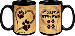 Pet Gifts USA Pawmarks on My Heart "My Children Have 4 Paws" Coffee Mug, 15-oz