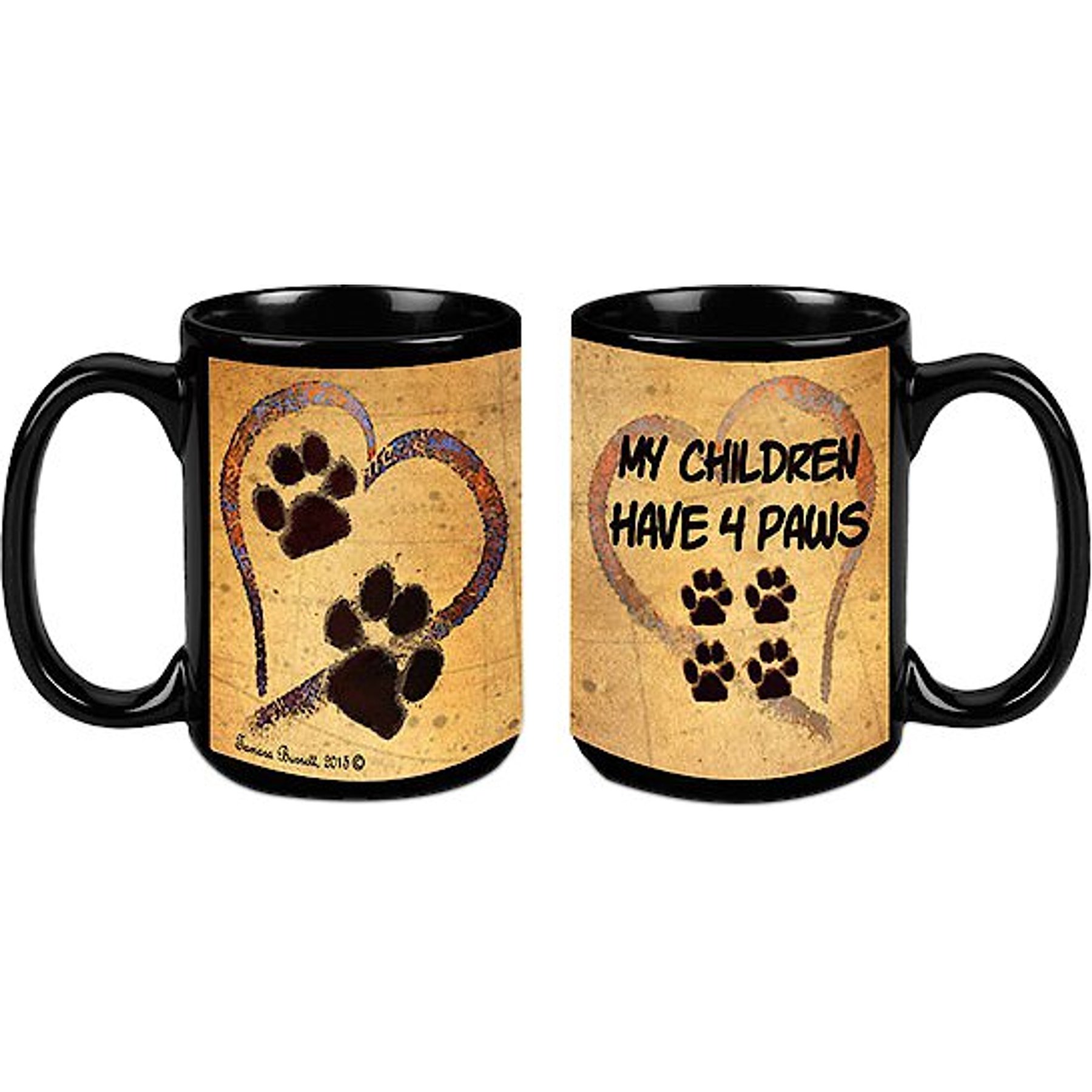Pet Gifts USA Pawmarks on My Heart "My Children Have 4 Paws" Coffee Mug, 15-oz
