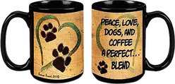 Pet Gifts USA Pawmarks on My Heart "Peace, Love, Dogs, & Coffee" Coffee Mug, 15-oz