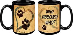 Pet Gifts USA Pawmarks on My Heart "Who Rescued Who?" Coffee Mug, 15-oz