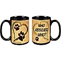 Pet Gifts USA Pawmarks on My Heart "Who Rescued Who?" Coffee Mug, 15-oz