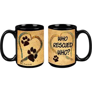 Pet Gifts USA Pawmarks on My Heart "Who Rescued Who?" Coffee Mug, 15-oz