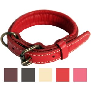 Logical Leather Padded Dog Collar, Red, X-Small