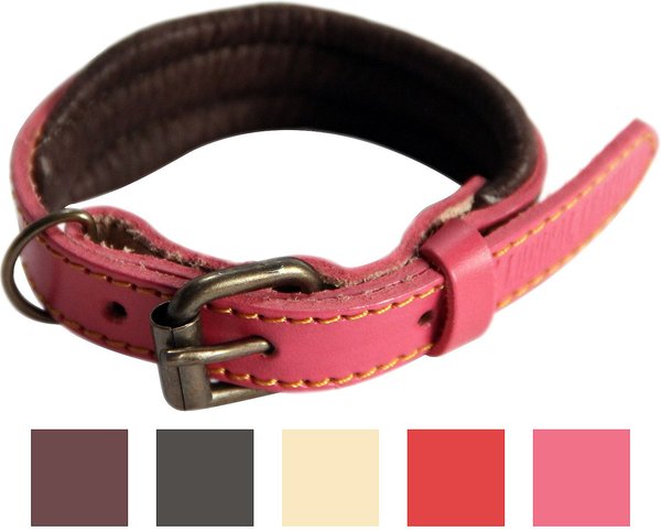 Logical Leather Padded Dog Collar, Pink, X-Small slide 1 of 7