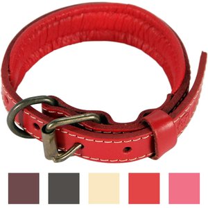 Logical Leather Padded Dog Collar, Red, Small