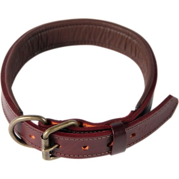 SOFT TOUCH COLLARS Leather TwoTone Padded Dog Collar, Brown Pink