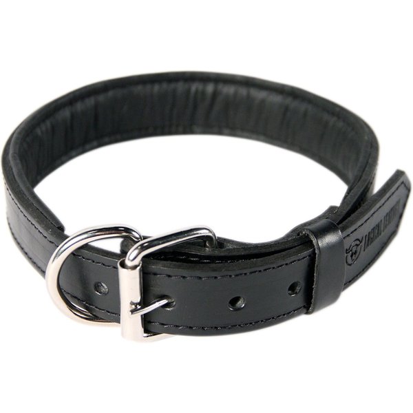 SOFT TOUCH COLLARS Leather TwoTone Padded Dog Collar, Black, Medium