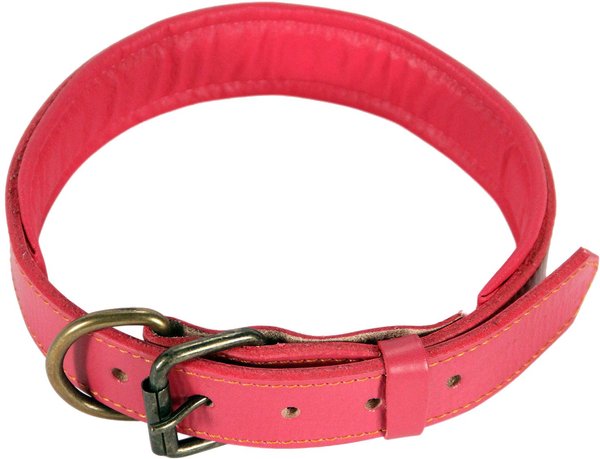 Logical Leather Padded Dog Collar, Pink, Large slide 1 of 6