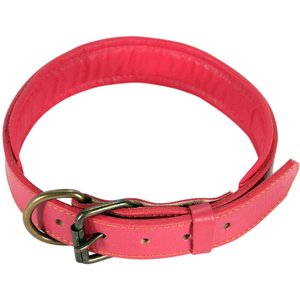 Logical Leather Padded Dog Collar, Pink, Large