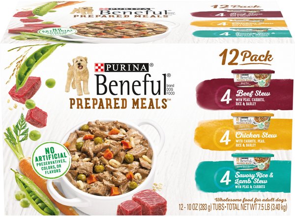 Purina Beneful Prepared Meals Variety Pack Wet Dog Food, 10-oz, case of 12 slide 1 of 11