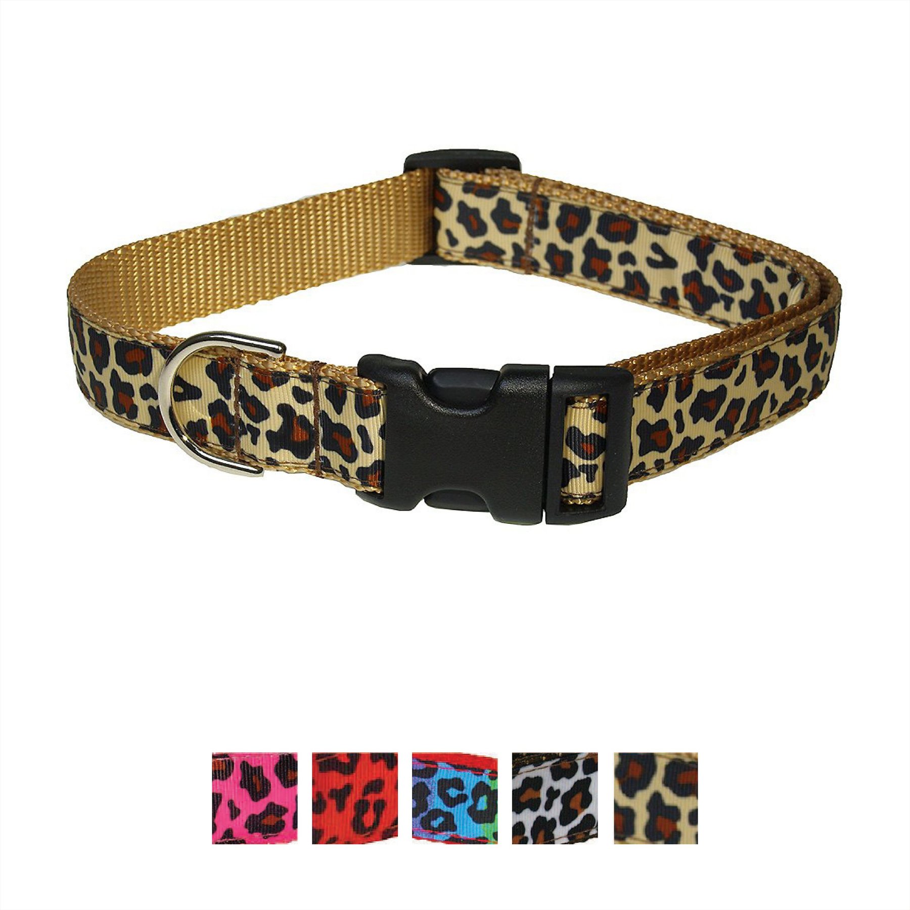 Sassy Dog Wear Leopard Dog Collar, Natural, Large