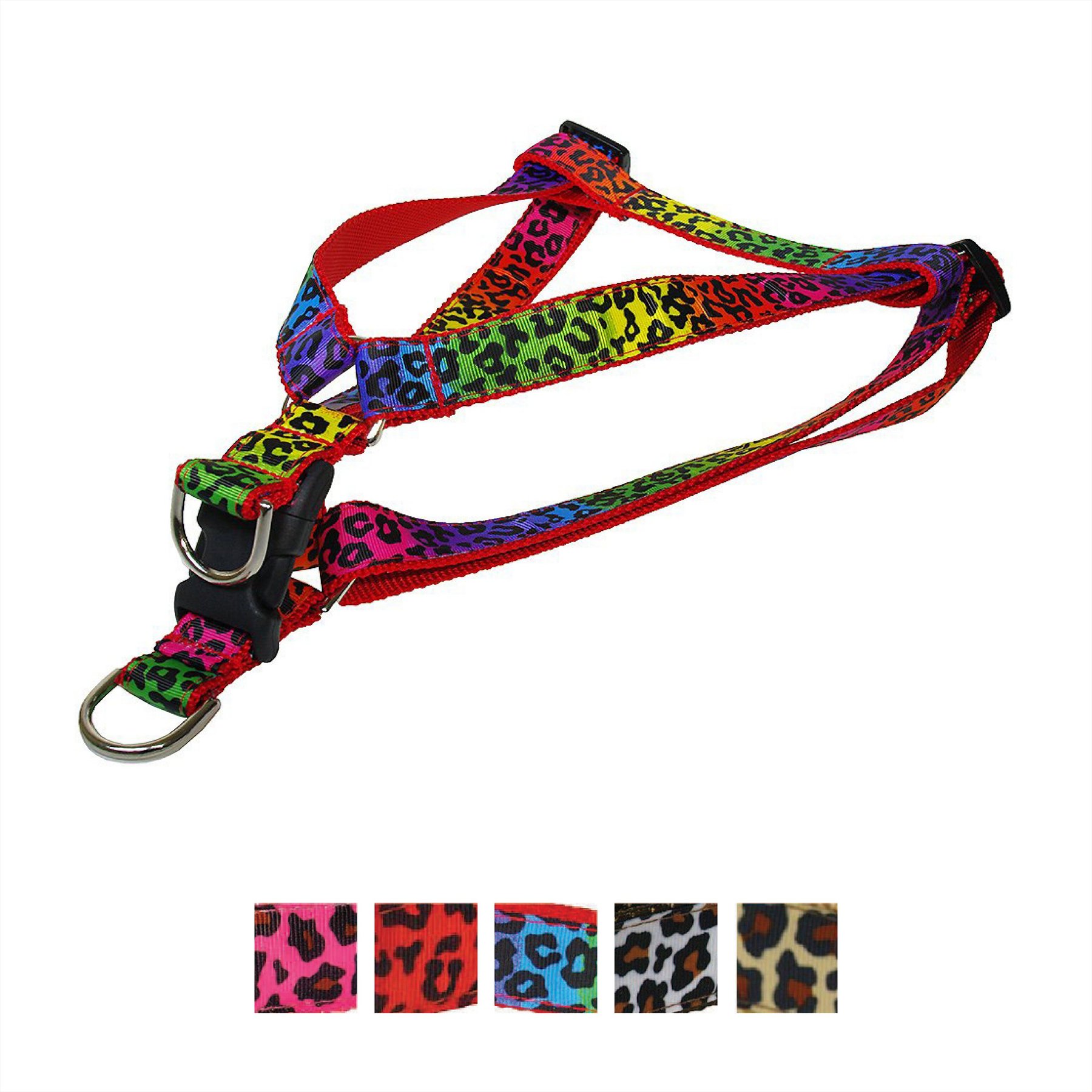 Sassy Dog Wear Leopard Dog Harness, Rainbow, Medium