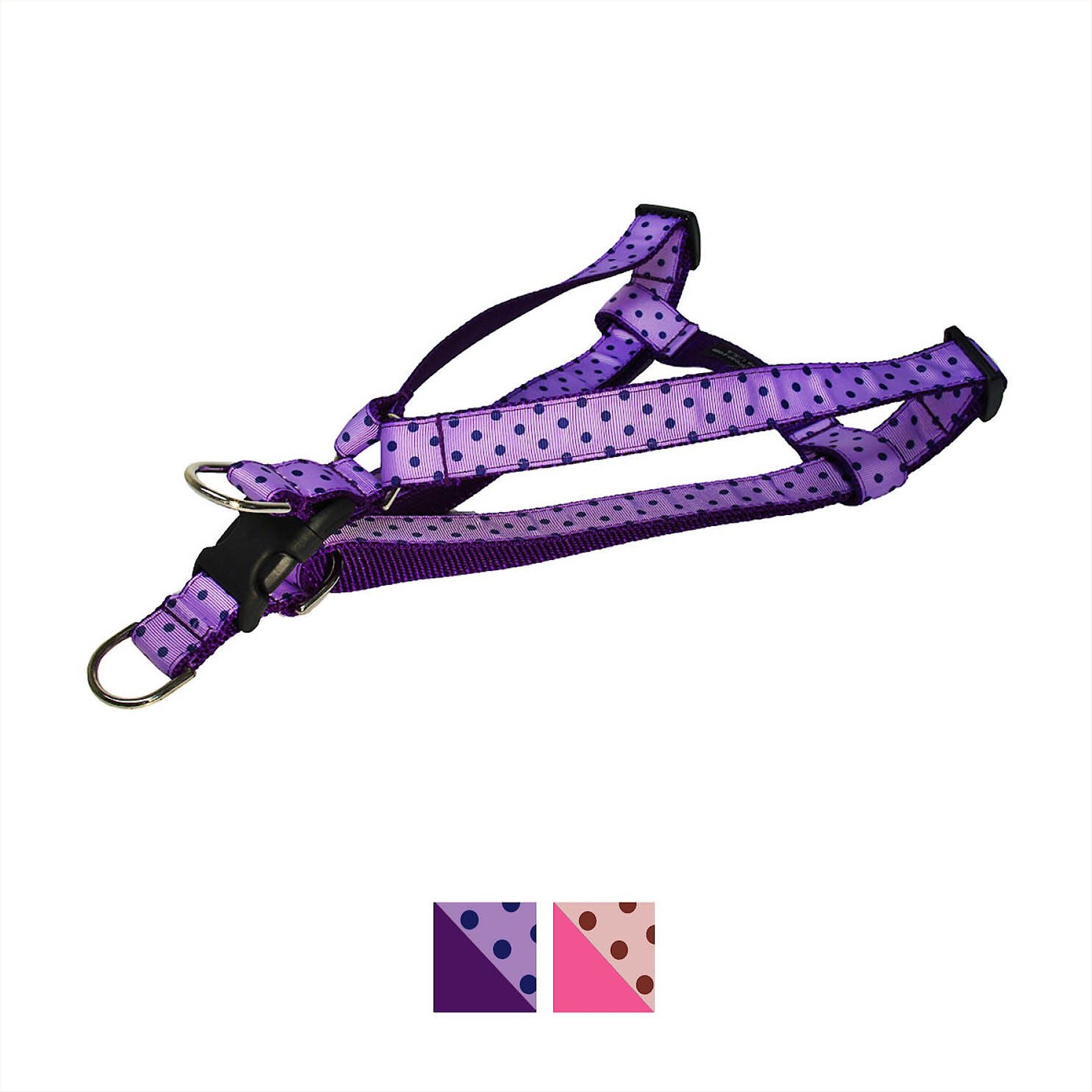 Sassy Dog Wear Polka Dot Dog Harness, Orchid & Navy, X-Small