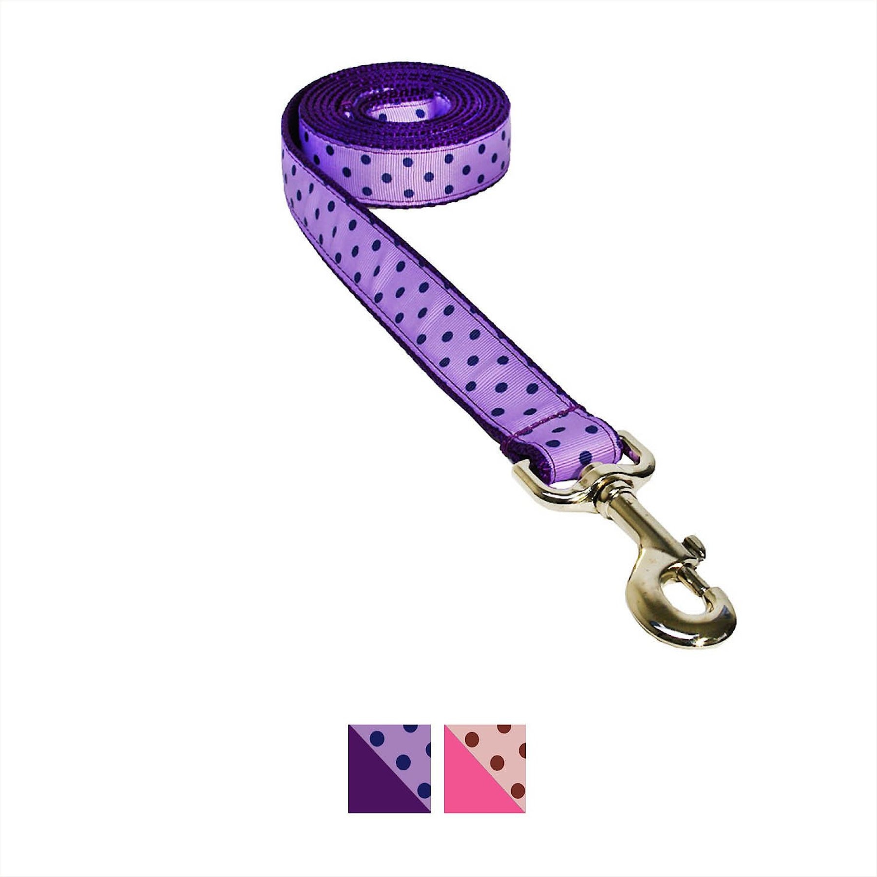 Sassy Dog Wear Polka Dot Dog Leash, Orchid & Navy, Medium